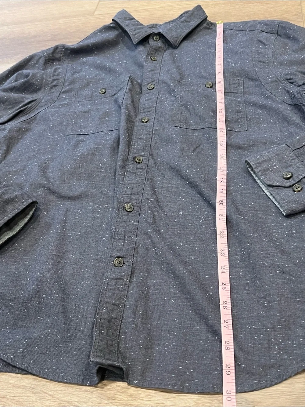 Banana Republic Navy Speckled Long-Sleeve Button-Down Shirt Tailored Slim Fit XL